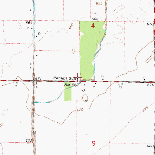Topographic Map of Parsell School, MI