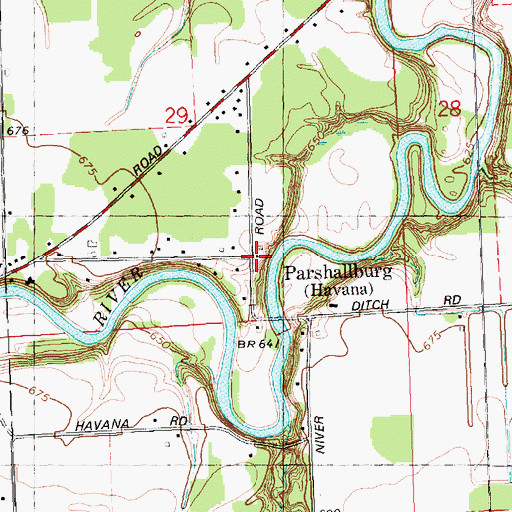 Topographic Map of Parshallburg, MI