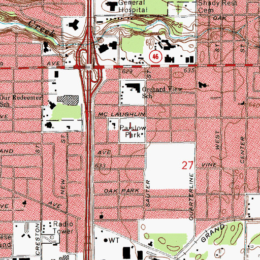 Topographic Map of Parslow Park, MI