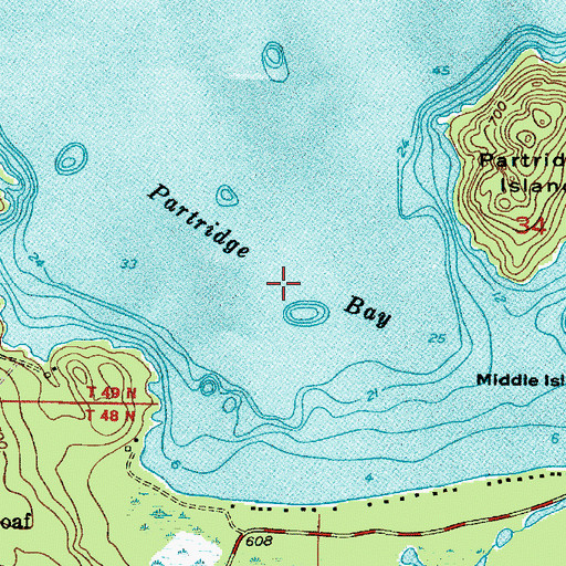 Topographic Map of Partridge Bay, MI