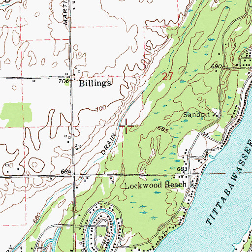 Topographic Map of Pary Drain, MI