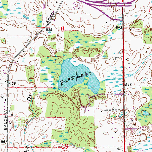 Topographic Map of Pass Lake, MI