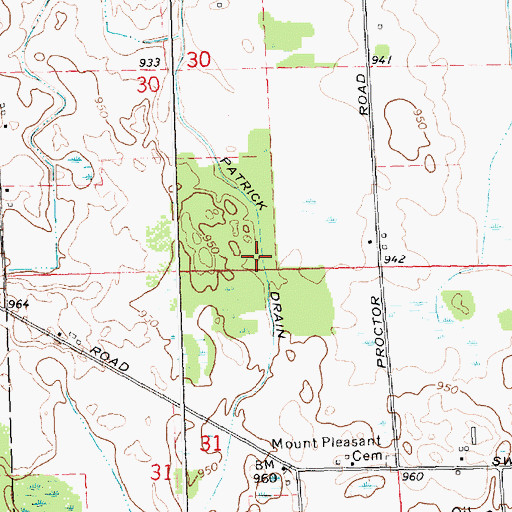 Topographic Map of Patrick Drain, MI
