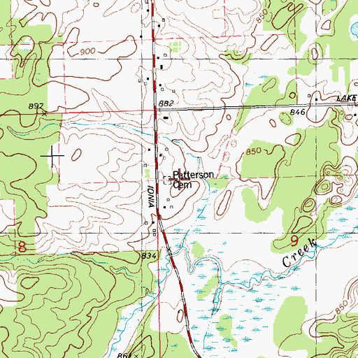 Topographic Map of Patterson Cemetery, MI