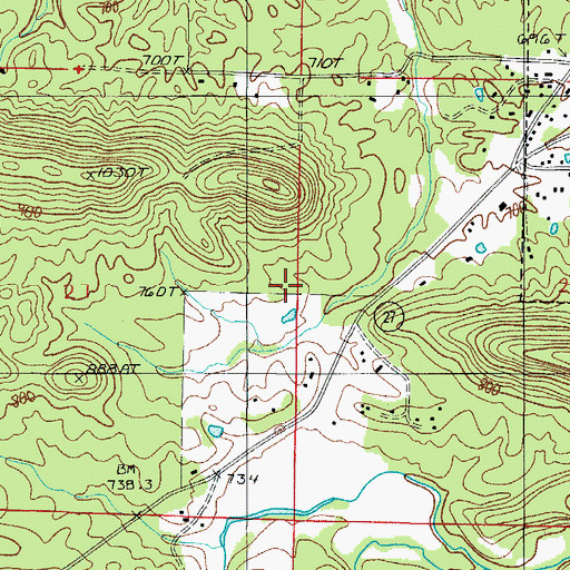 Topographic Map of Bates Cemetery, AR