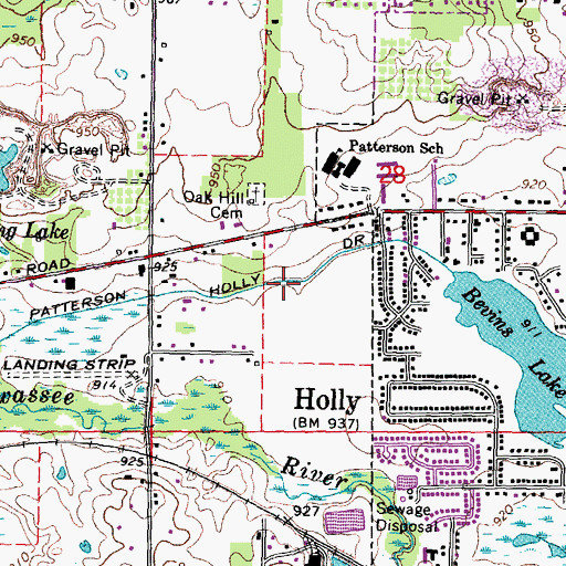 Topographic Map of Patterson Holly Drain, MI