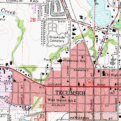 Topographic Map of Patterson School, MI