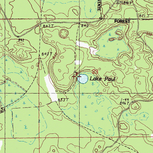 Topographic Map of Lake Paul, MI
