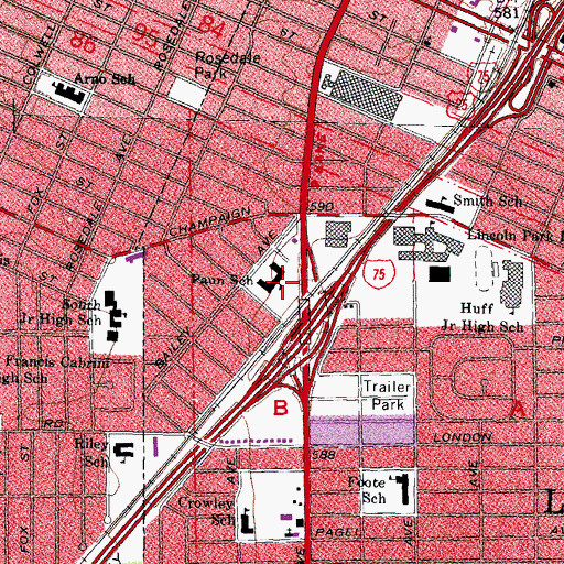 Topographic Map of Paun School, MI