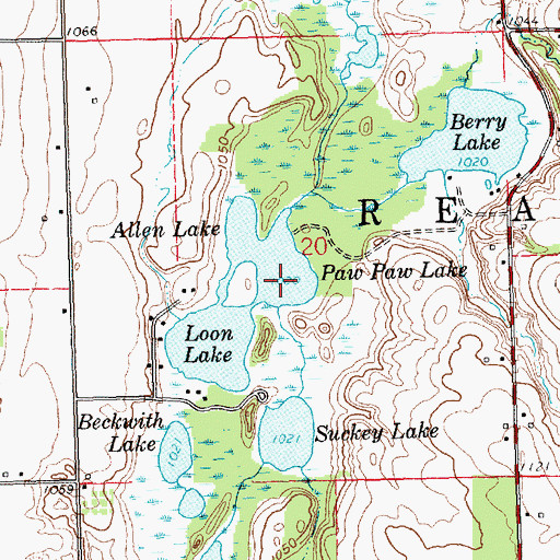 Topographic Map of Paw Paw Lake, MI