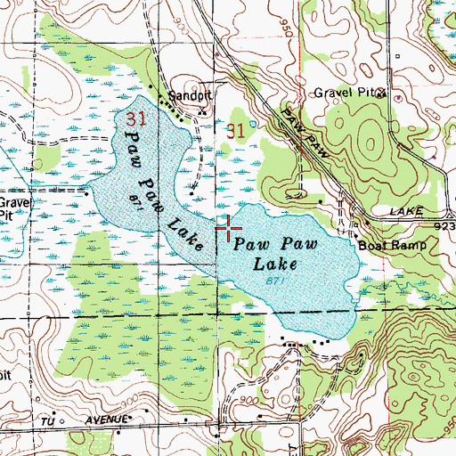 Topographic Map of Paw Paw Lake, MI