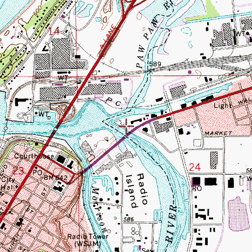 Topographic Map of Paw Paw River, MI