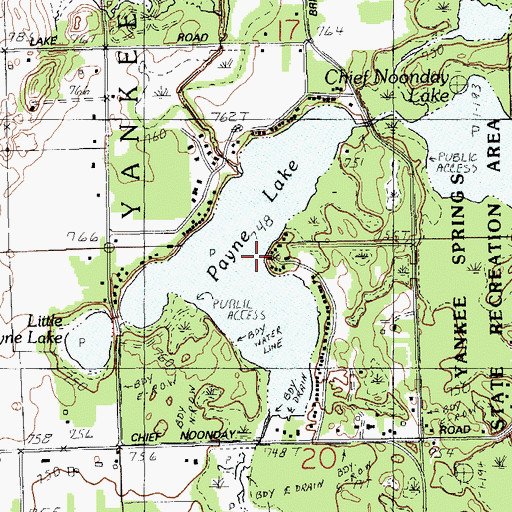 Topographic Map of Payne Lake, MI