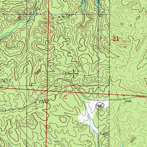 Topographic Map of Big Fir Cemetery, AR