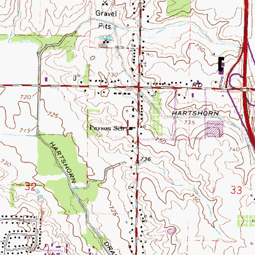 Topographic Map of Payson School, MI