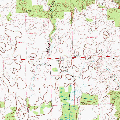 Topographic Map of Peace Cemetery, MI