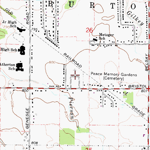 Topographic Map of Peace Memory Gardens, MI