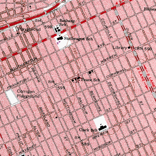 Topographic Map of Peace School, MI