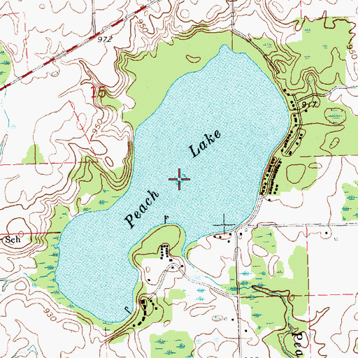 Topographic Map of Peach Lake, MI