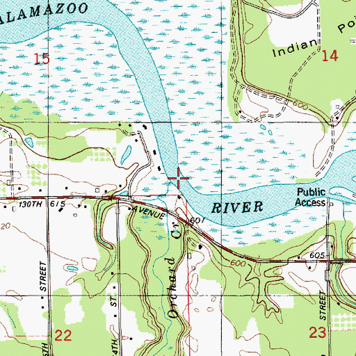 Topographic Map of Peach Orchard Creek, MI