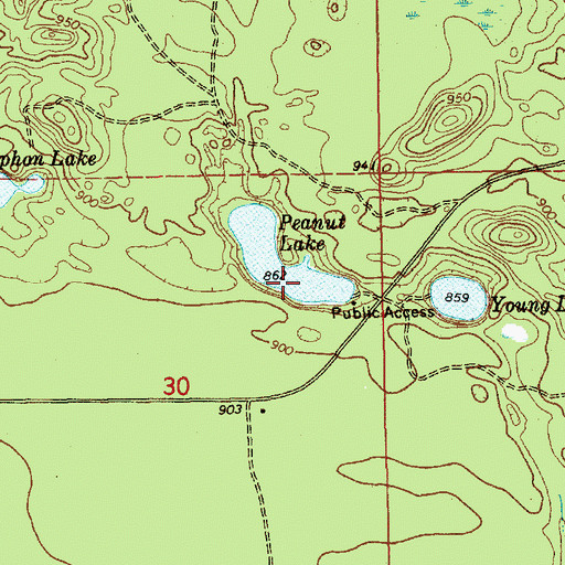 Topographic Map of Peanut Lake, MI