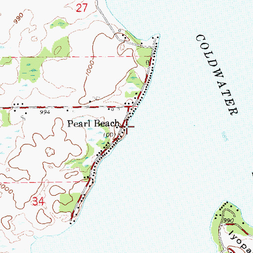 Topographic Map of Pearl Beach, MI