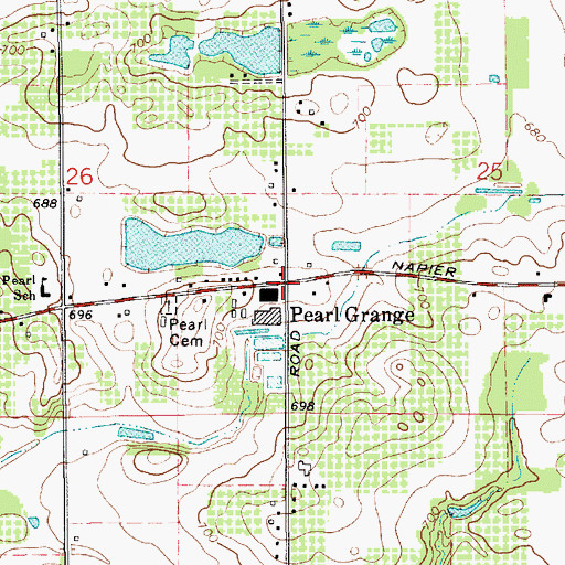 Topographic Map of Pearl Grange, MI