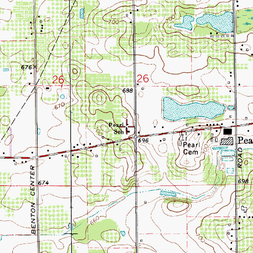 Topographic Map of Pearl School, MI