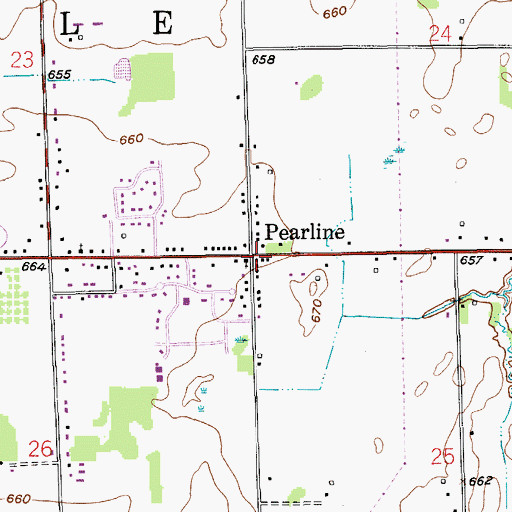 Topographic Map of Pearline, MI