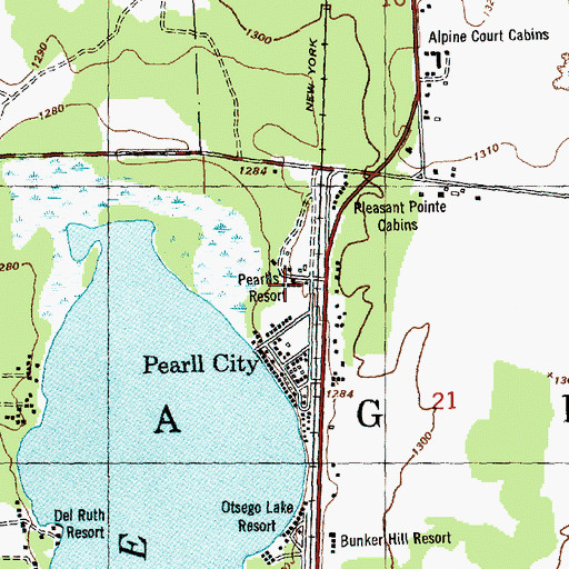 Topographic Map of Pearlls Resort, MI