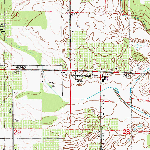 Topographic Map of Pearsall School, MI