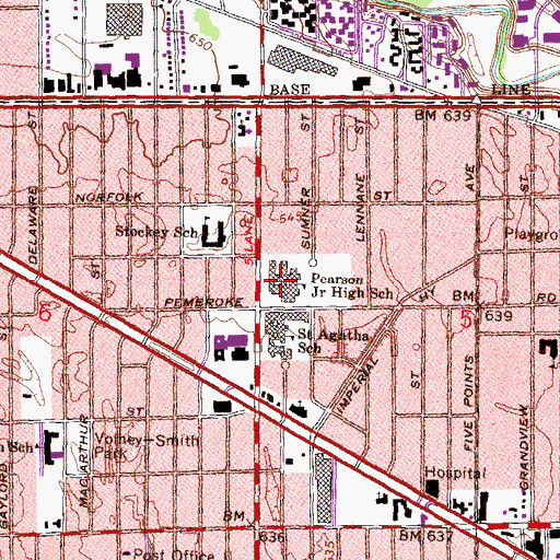 Topographic Map of Pearson Junior High School, MI