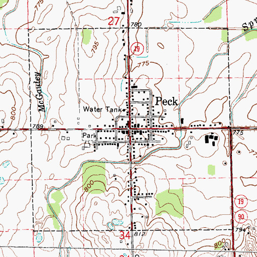 Topographic Map of Peck, MI