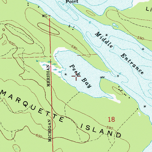 Topographic Map of Peck Bay, MI