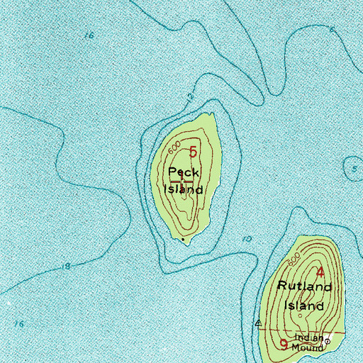 Topographic Map of Peck Island, MI
