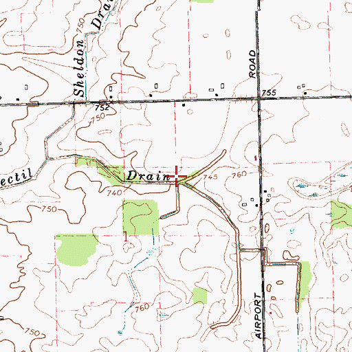 Topographic Map of Pectil Drain, MI