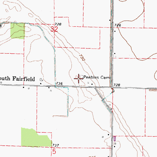 Topographic Map of Peebles Cemetery, MI
