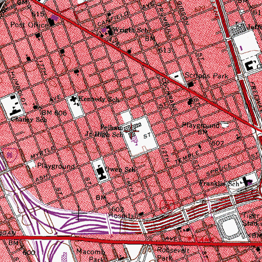 Topographic Map of Pelham Junior High School, MI