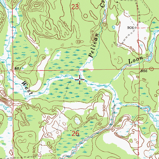 Topographic Map of Pelican Creek, MI