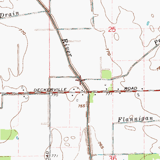 Topographic Map of Pelton Drain, MI