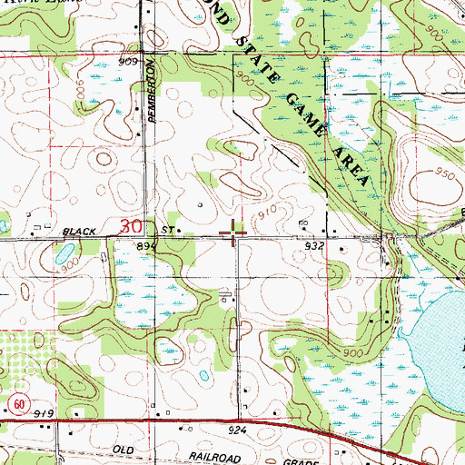 Topographic Map of Pemberton School, MI