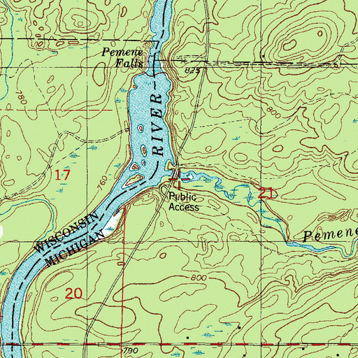 Topographic Map of Pemene Creek, MI