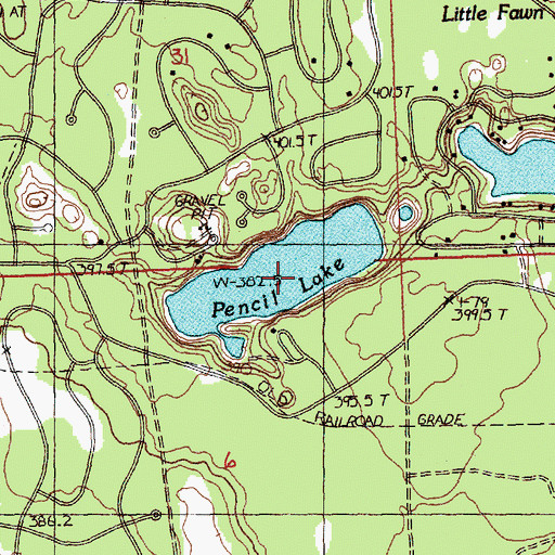 Topographic Map of Pencil Lake, MI