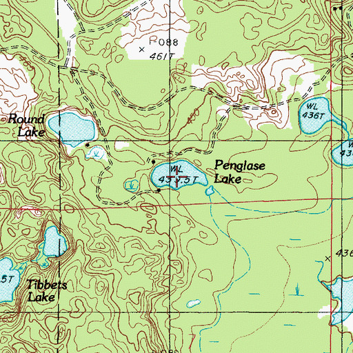 Topographic Map of Penglase Lake, MI