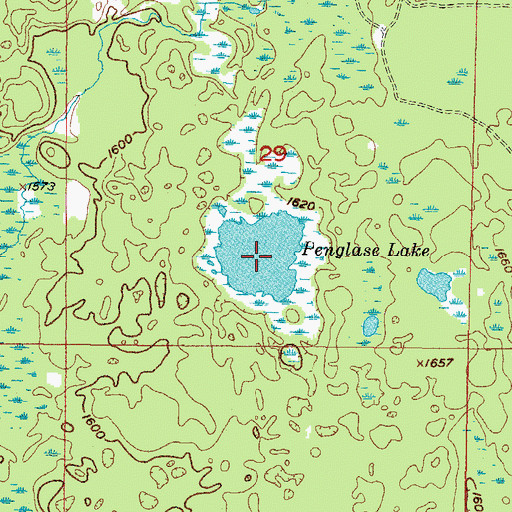 Topographic Map of Penglase Lake, MI