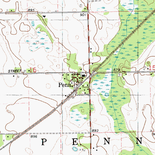Topographic Map of Penn, MI