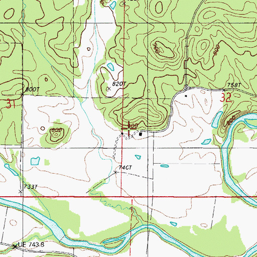 Topographic Map of Brewer Cemetery, AR
