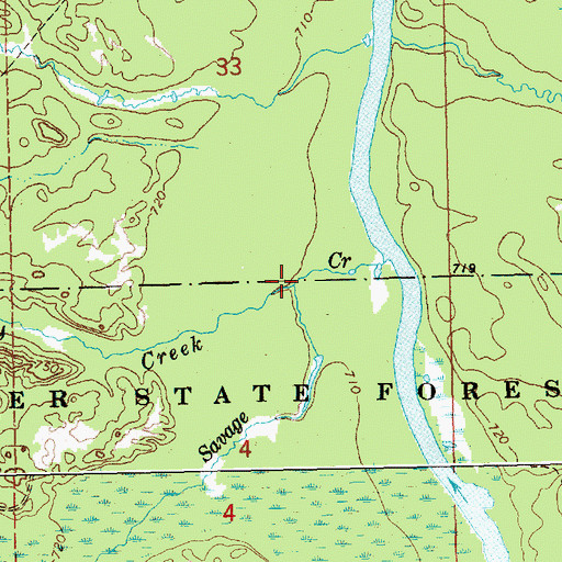 Topographic Map of Penny Creek, MI