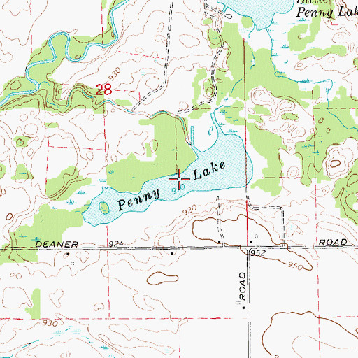 Topographic Map of Penny Lake, MI