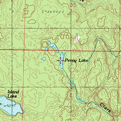 Topographic Map of Penny Lake, MI